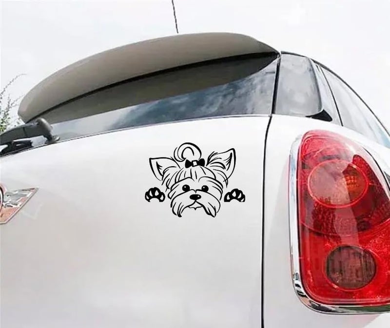 MAKTEM Peeking Yorkshire Terrier Car Window Decal, Cute Dog Decals for Window, Bumper, Mirror, Rear - Anime Dog on Board - Image 2